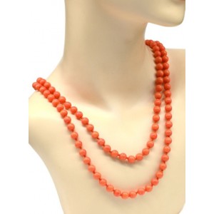 Бусы 120см шарик 8мм цвет оранжевый. (иск.)