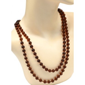 Бусы 120см шарик 8мм цвет коньячный. (иск.)
