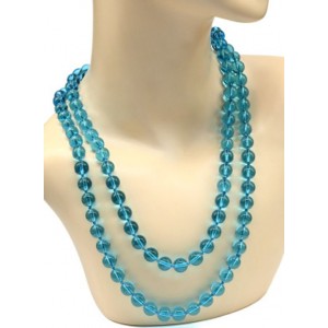 Бусы 120см шарик 10мм цвет голубой. (иск.)