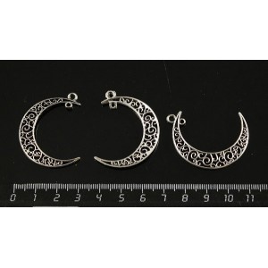 Коннектор луна 2 петли 40х30мм цвет ант. серебро