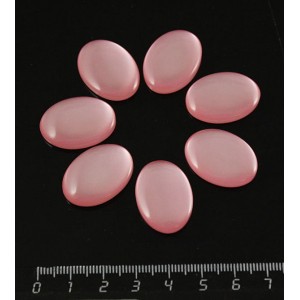 Кабошон овал 25х18мм пластик (эффект опала), цвет розовый