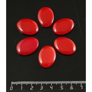 Кабошон овал 25х18мм пластик (эффект опала), цвет красный