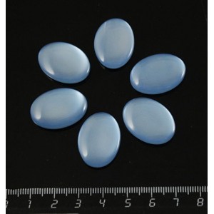 Кабошон овал 25х18мм пластик (эффект опала), цвет серо-голубой