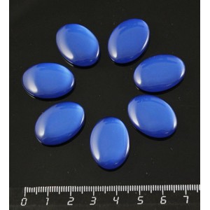 Кабошон овал 25х18мм пластик (эффект опала), цвет синий