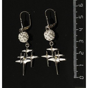 Серьги со стразами, цвет белый, подвеска "звезды"