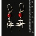 Серьги майорка, цвет красный, подвеска "звезды"