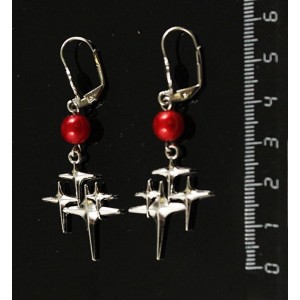 Серьги майорка, цвет красный, подвеска "звезды"