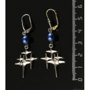 Серьги майорка, цвет синий, подвеска "звезды"