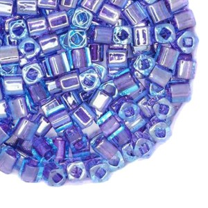 Бисер TOHO CUBE 4 мм цвет 0252 прозрачный с пурпурным окрашиванием внутри Япония 5 граммов