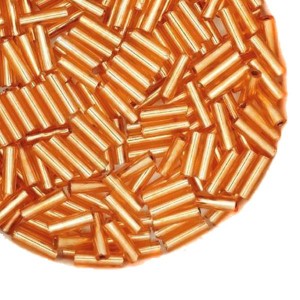 Стеклярус гладкий 7 мм Чехия Preciosa оранжевый с внутренним посеребрением, 18289 упаковка 10 грамм