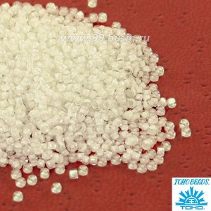 Бисер TOHO №11 цвет 0981 прозрачный, белое внутреннее отверстие ЯПОНИЯ пакет 10 граммов