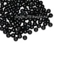 Бусины пластик 3 мм, цвет черный глянец, 18 гр/упаковка
