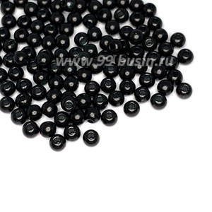 Бусины пластик 3 мм, цвет черный глянец, 18 гр/упаковка