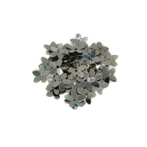 Пайетки Цветок объемный 10 мм Китай, цвет серый металлик, 3 грамма/упаковка