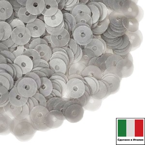 Пайетки плоские 3 мм цвет O01 opaco/матовые прозрачные светло-серые 3 грамма Италия