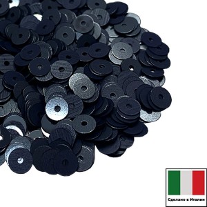 Пайетки плоские 3 мм цвет O30 (матовый черный) 3 грамма Италия