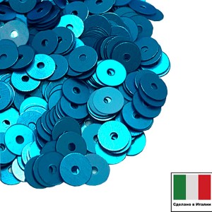 Пайетки плоские 3 мм цвет O17 opaco/матовые ярко-голубой 3 грамма Италия