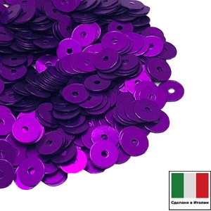 Пайетки плоские 3 мм цвет O14 opaco фиолетовый 3 грамма Италия