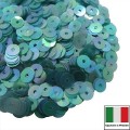 Пайетки Италия плоские 3 мм Turchese trasparente Iridato I15 (Бирюзовый прозрачный радужный) 3 грамма