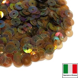 Пайетки  плоские 4 мм  цвет I18 полупрозрачный ореховый радужный 3 грамма Италия