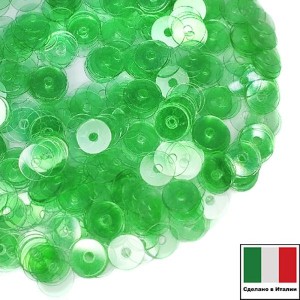 Пайетки Италия LUSTRE 4 мм прозрачные зеленые L17 3 грамма