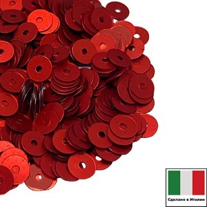 Пайетки плоские 4 мм цвет O09 opaco/матовые красный 3 грамма Италия