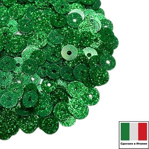 Пайетки глиттер плоские 4 мм цвет GL11 (зеленый) 3 грамма Италия
