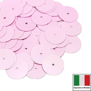 Пайетки Италия лаковые плоские 10 мм цвет Rosa (нежно-розовый глянец) 3 грамма