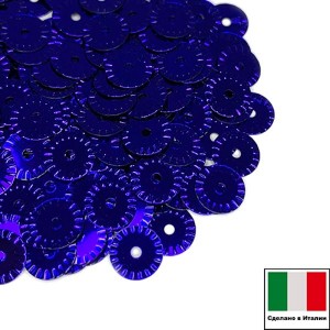 Пайетки 5 мм Италия рифлёные плоские цвет 5561 Viola Scuro Metallizzato (Темный сине-фиолетовый металлик) 3 грамма