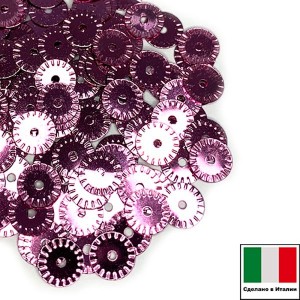 Пайетки 5 мм Италия рифлёные плоские цвет 3821 Rosa Metallizzati (Розовый металлик) 3 грамма