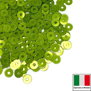 Пайетки 3 мм Италия плоские цвет 2029 Зелёный металлик 3 грамма