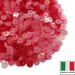 Пайетки Италия LUSTRE 4 мм прозрачные красные 3 грамма