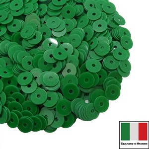 Пайетки Италия лаковые 4 мм цвет Verde (тропический зеленый) 3 грамма