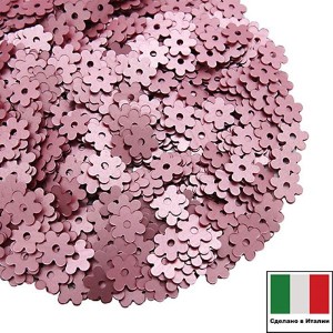 Пайетки 5 мм Италия Цветочки цвет 306W Rosa Satinato (Розовый сатин) 3 грамма/упаковка