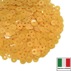 Пайетки 4 мм Италия плоские цвет 2014 Giallo Opaline (Желтый опал) 3 грамма