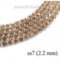 Стразовая цепочка 2,2 мм (ss7) цвет персиковый/серебристый Тайвань 0,5 метра