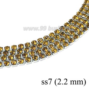 Стразовая цепочка 2,2 мм (ss7) цвет жженый апельсин/серебристый Тайвань 0,5 метра