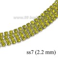 Стразовая цепочка 2,2 мм (ss7) цвет ананасовый желтый/серебристый Тайвань 0,5 метра