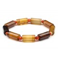 Браслет из агата цилиндр 8*15мм цвет кофейный, шарик 6