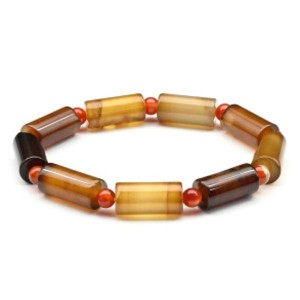 Браслет из агата цилиндр 8*15мм цвет кофейный, шарик 6