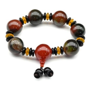 Браслет из агата тонированного шарик 20мм цвет оранжево-зеленый, 18см