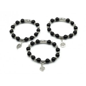 Браслет из агата шарик 10мм с подвеской (иск.)