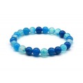 Браслет шарик 8мм из агата тонированого цвет голубой