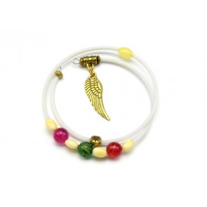 Браслет с агатом пати тонированным на пружинке шарик 8мм цвет ассорти, 16см