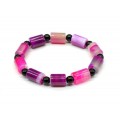 Браслет из агата тонированного цилиндр 8*12мм цвет фуксия, шарик 6мм