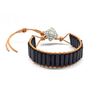 Браслет с авантюрином синим цилиндр 4*14мм, 16-19см (иск.)