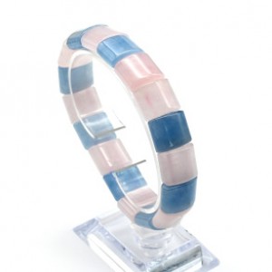 Браслет из розового кварца и аквамарина сегмент 15*12мм