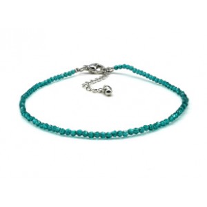 Браслет на ногу из циркона шарик гр.2мм цвет изумрудный, 21см (иск.)
