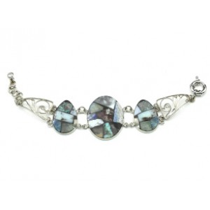 Браслет "Мозаика" из самоцветов, 17см.