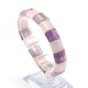 Браслет из аметиста и розового кварца сегмент 15*12мм
